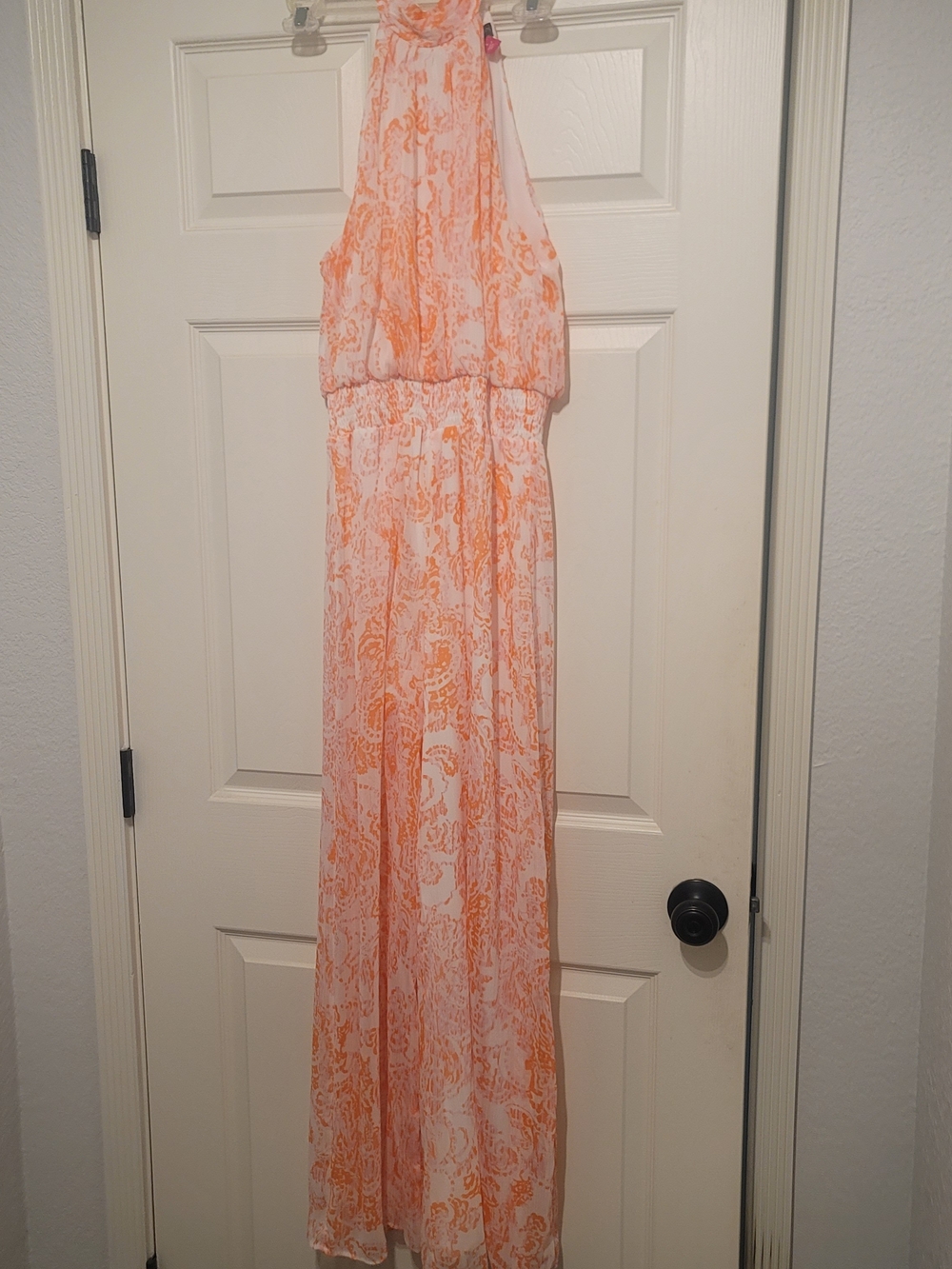 Vince Camuto Orange, White, And Pink Halter Jumpsuit